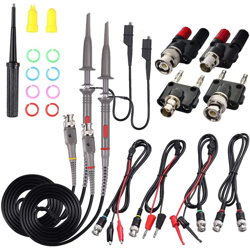 Sonde d'oscilloscope universelle avec Kit d'accessoires, sondes à pince d'oscilloscope 100MHz avec 4 kits de types bnc