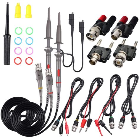 Sonde d'oscilloscope universelle avec Kit d'accessoires, sondes à pince d'oscilloscope 100MHz avec 4 kits de types BNC