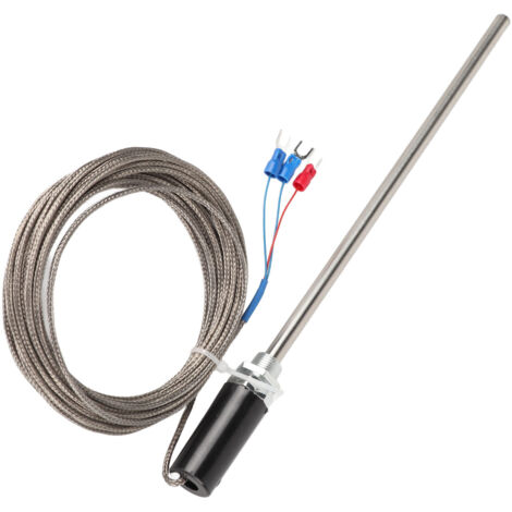 Sonde PT100 M12 en acier inoxydable, 200 mm de long, plage de mesure 0-400°C avec câble de 5 mètres