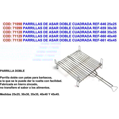 SONECOL Parrillas de Asar Doble Cuadrada 30x30 REF-659