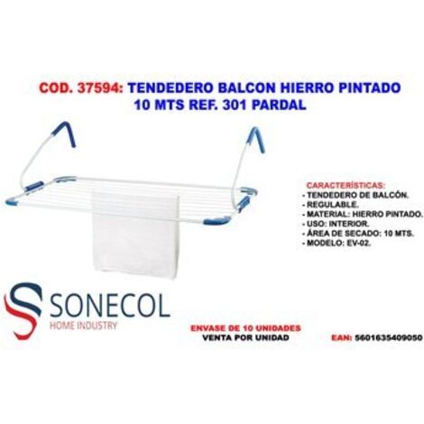 SONECOL Tendedero de Balcón de Hierro Pintado 10 Metros EV-02 Ref. 301P