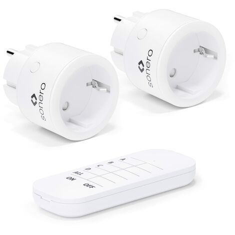 sonero® set di prese wireless 2300 watt  1x telecomando, 2x prese per uso interno, portata 30 m, design compatto, bianco