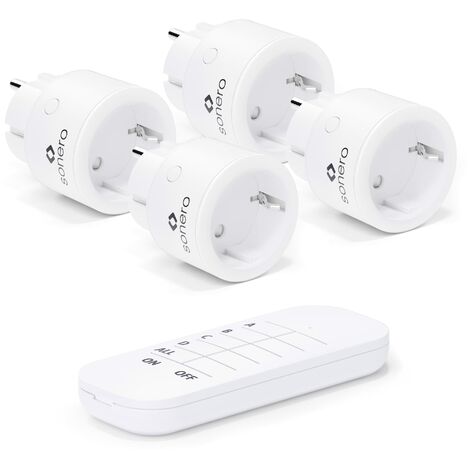 sonero® set presa wireless 2300 watt  1 telecomando, 4 prese interne, portata 30 m, design compatto, bianco