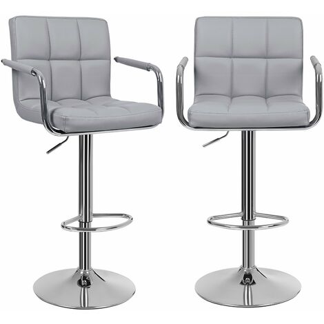 2 x Sgabelli da Bar Cucina in Similpelle Regolabile Girevole con Schienale Nero/Gris/Bianco