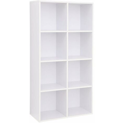 8 Cube Storage Bookshelf, Wooden Bookcase and Display Shelf, Freestanding Cabinet Unit for Office Home, White, LBC24WT