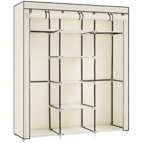 Songmics Armadio Guardaroba Appendiabiti in Acciaio e Tessuto, Facile da Montare, di Colore Beige 150 x 45 x 175 cm RYG12M