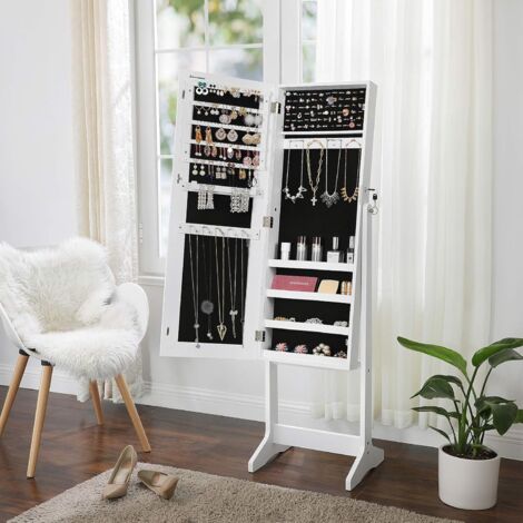 Songmics – Armoire à bijoux verrouillable avec miroir – Panneaux MDF – Dimensions 41,1 x 36,5 x 151,5 cm – JJC69WT