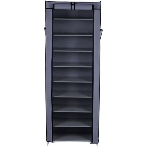 Songmics – Armoire à chaussures 10 couches – Rangement pour 27 paires – Dimensions 58 x 28 x 160 cm – Housse en tissu non-tissé – RXJ10G - ZIP 58 X