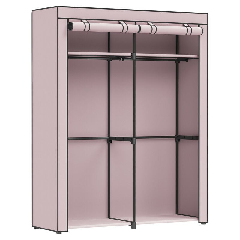 Songmics - Armoire Chambre, Penderie avec 2 Tringles, Porte-vêtements, Housse en Tissu, Porte-manteau, Pliable, pour Dressing, Chambre, 140 x 43 x