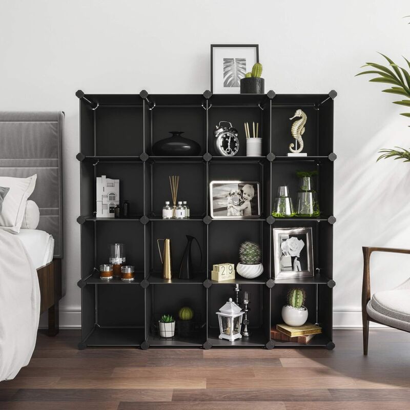 Songmics - Meuble de Rangement à 15 Cubes, Organisateur Modulable, Étagère en Plastique pp, Séparateur de Placard, Rangement Chaussures, pour