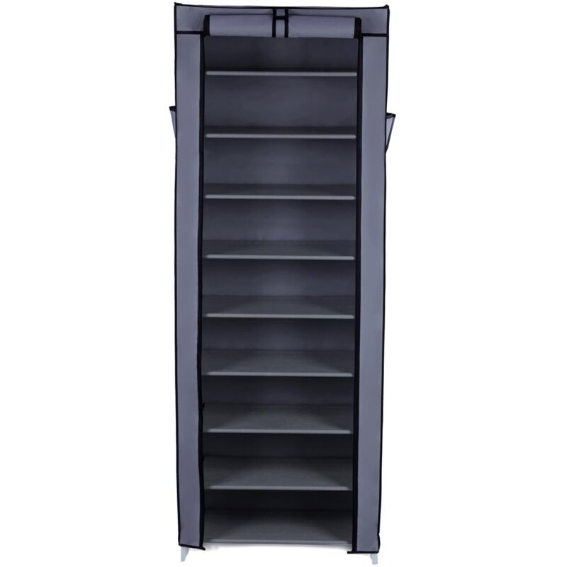 Songmics - Armoire étagères à chaussures 10 couches avec housse 27 paires de chaussures Rangement Pratique en toile avec zip 58 x 28 x 160cm Gris