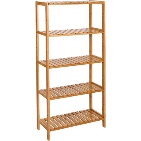Badregal Küchenregal Standregal 5 Ablagen Schuhregal Blumenständer Bücherregal Bambusregal 130 x 60 x 26cm BCB35Y - Naturel