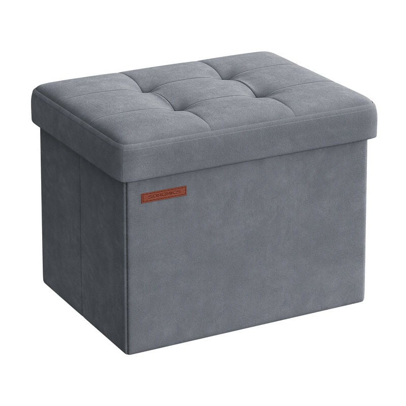Songmics - Banc de Rangement, Boîte Pliable en Velours, Repose-Pieds avec Couvercle, 31 x 41 x 31 cm, Capacité de Charge 130 kg, pour Couloir, Salon,