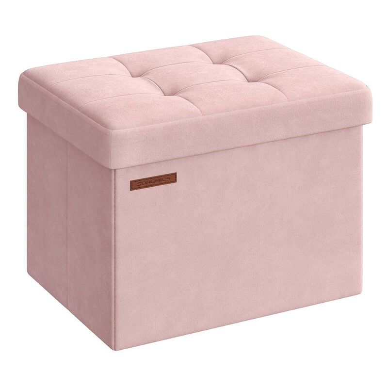 Songmics - Banc de Rangement, Boîte Pliable en Velours, Repose-Pieds avec Couvercle, 31 x 41 x 31 cm, Capacité de Charge 130 kg, pour Couloir, Salon,