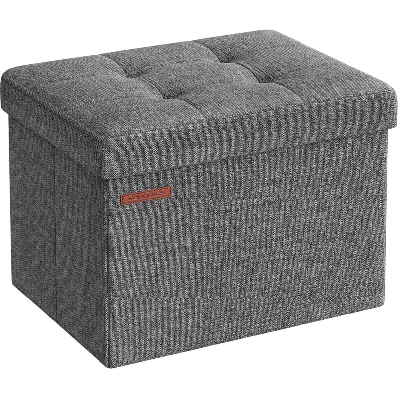 Songmics - Banc de rangement pliable 41 cm, Repose-pieds, Gris foncé