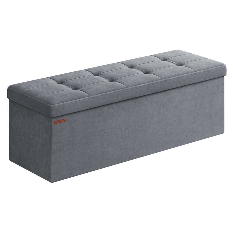Songmics - Banc de Rangement, Pouf en Velours, avec Couvercle, avec 2 Boîtes, Séparateur Amovible, 38 x 110 x 38 cm, Capacité de Charge 300 kg, pour