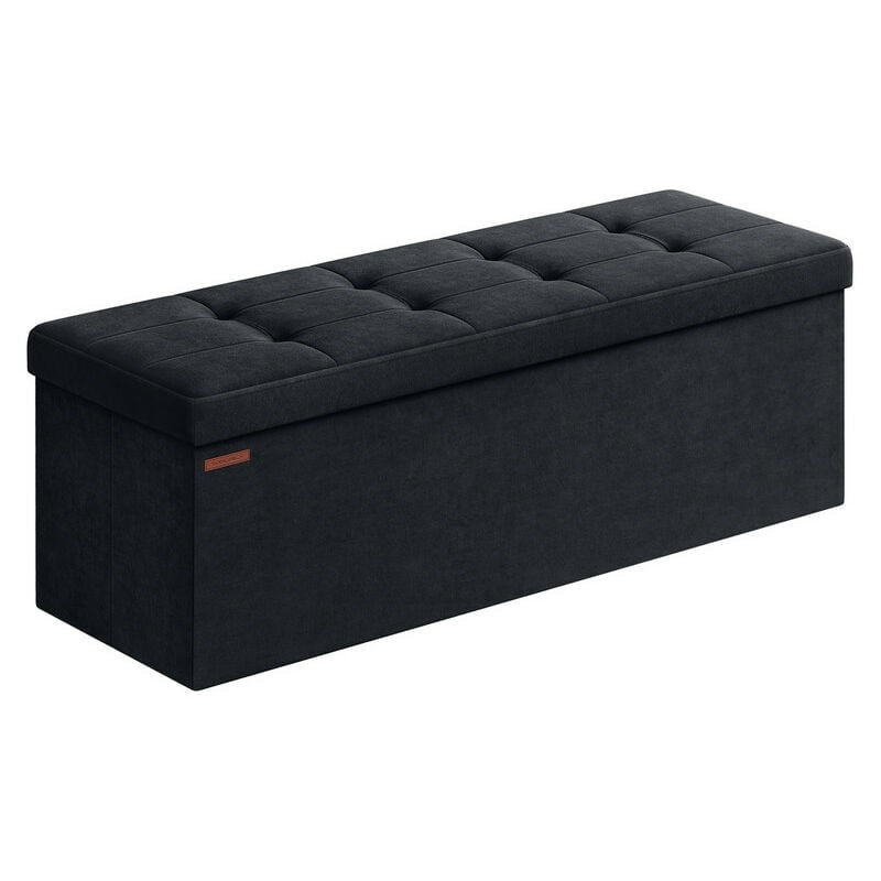 Songmics - Banc de Rangement, Pouf en Velours, avec Couvercle, avec 2 Boîtes, Séparateur Amovible, 38 x 110 x 38 cm, Capacité de Charge 300 kg, pour