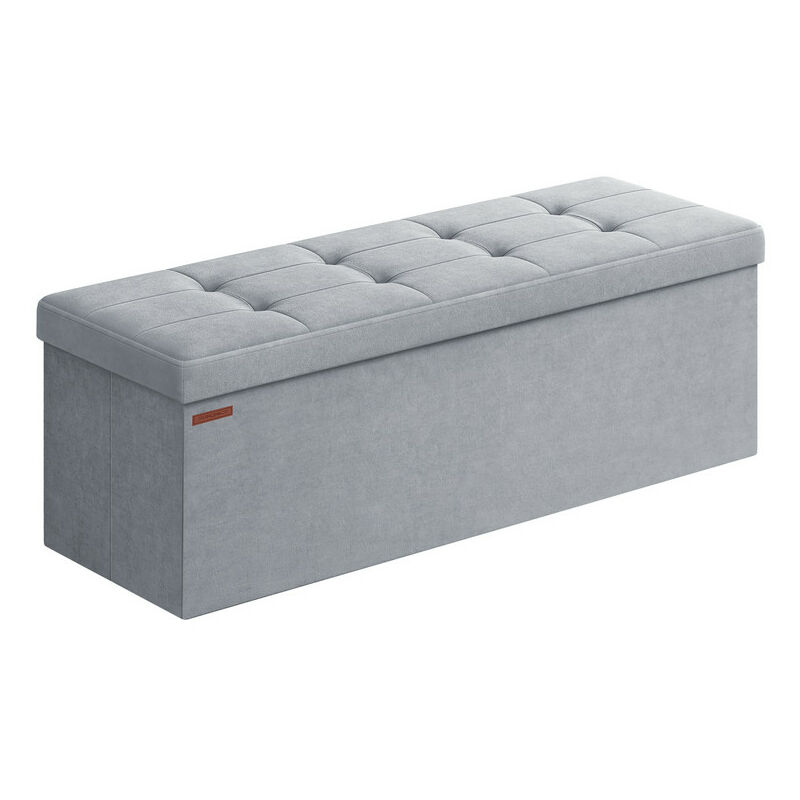 Songmics - Banc de Rangement, Pouf en Velours, avec Couvercle, avec 2 Boîtes, Séparateur Amovible, 38 x 110 x 38 cm, Capacité de Charge 300 kg, pour