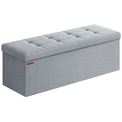 Songmics – Banc de rangement pouf en velours 38 x 110 x 38 cm – Capacité 300 kg – Panneaux MDF et rembourrage mousse – Pour salon, chambre, couloir