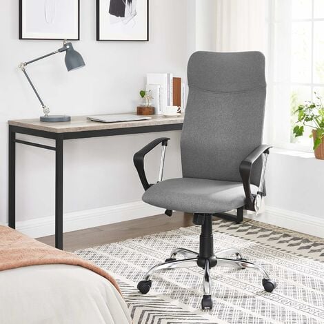 Bürostuhl, ergonomischer Schreibtischstuhl, Drehstuhl, gepolsterter Sitz, Stoffbezug, höhenverstellbar und neigbar, bis 120 kg belastbar, Schwarz/Grau