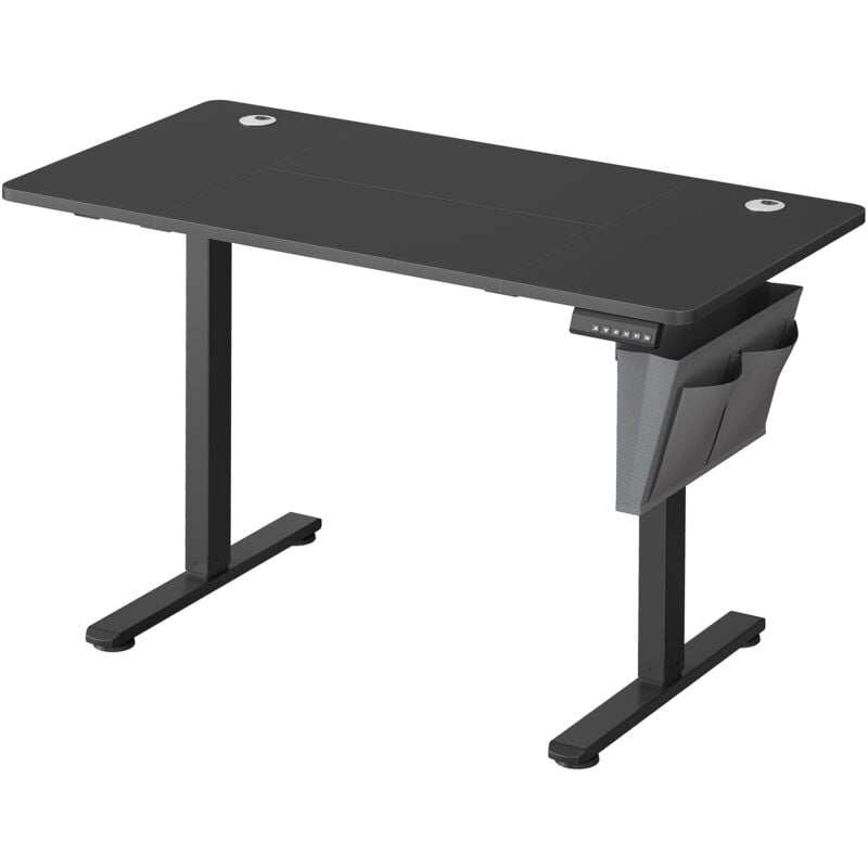 Songmics - Bureau Électrique Assis-Debout, Bureau Réglable en Hauteur, 60 x 120 x (72-120) cm, 4 Hauteurs Mémorisables, Pochette de Rangement, pour