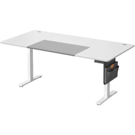 SONGMICS Bureau Électrique Réglable en Hauteur, 180 x 80 cm, Table Assis-debout, Fonction Mémoire 4 Hauteurs, Port USB-C, pour Bureau, Télétravail, Blanc Nuage et Gris Tourterelle