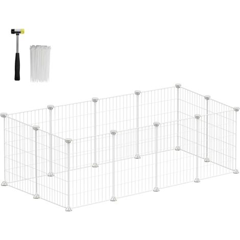 SONGMICS Cage pour Animauxde Companier, Enclos Métallique, Clôturepour Hamsters, Lapins, Parc Modulable, Petits Animaux, Blanc