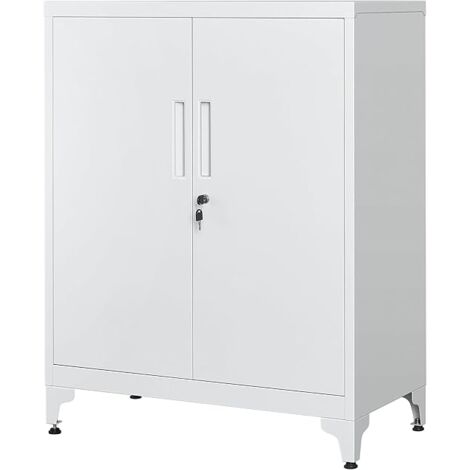 Songmics – Caisson de bureau en acier gris – Armoire verrouillable à 2 portes – Dimensions 40x80x90 cm – Capacité 50 kg – Meuble de rangement pour bureau et salon