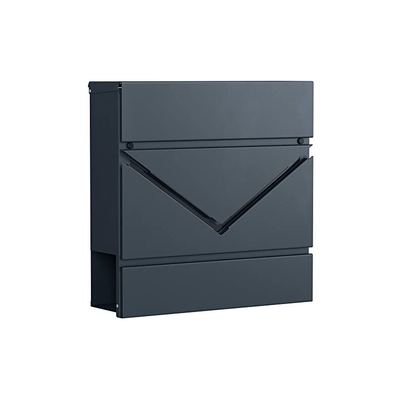 Cassetta Postale Da Parete SONGMICS Nero - Con Serratura, Finestrelle E Targhetta, 25.5x11.5x39.5cm - Foto 3