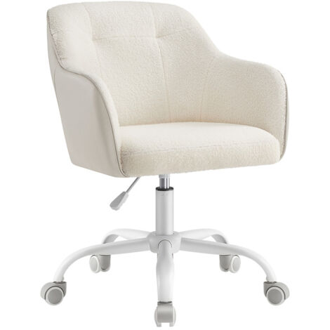 Songmics – Chaise de bureau ergonomique réglable en hauteur – Tissu peluche respirant – Capacité 110 kg – Cadre acier – Beige cappuccino