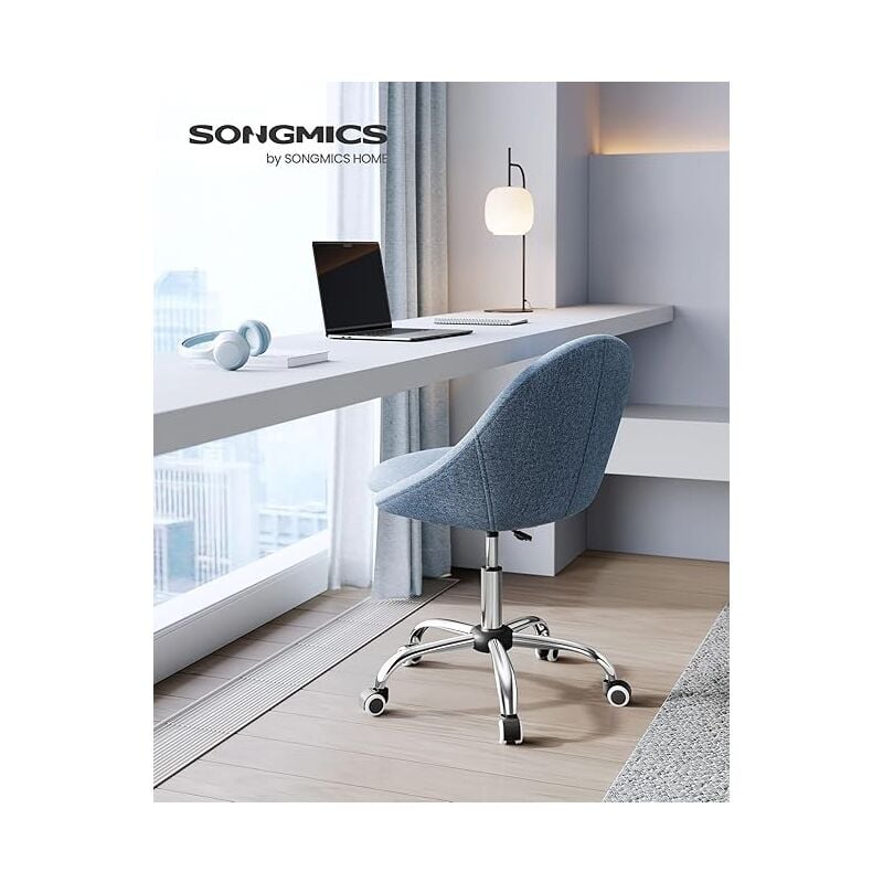 Songmics - Chaise de Bureau, Fauteuil Pivotant, Siège Confort, Rembourrage en Mousse, Réglable en Hauteur, pour Bureau, Chambre, Bleu