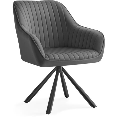 Songmics – Chaise de salle à manger pivotante en velours – Assise rembourrée 8 cm – Pieds en acier – Charge 120 kg – Conception ergonomique – Gris