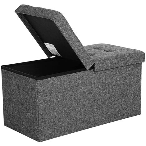Songmics – Coffre de rangement pliable 76 x 38 x 38 cm – Charge 300 kg – MDF E1 et tissu imitation lin – Accès double et pliable