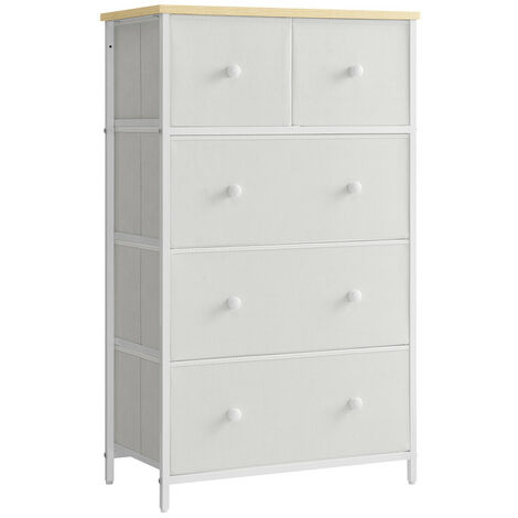 Songmics – Commode 5 tiroirs en tissu – Dimensions 56 x 30 x 93 cm – Style industriel – Matériaux aggloméré, acier, tissu non-tissé – Rangement sécurisé