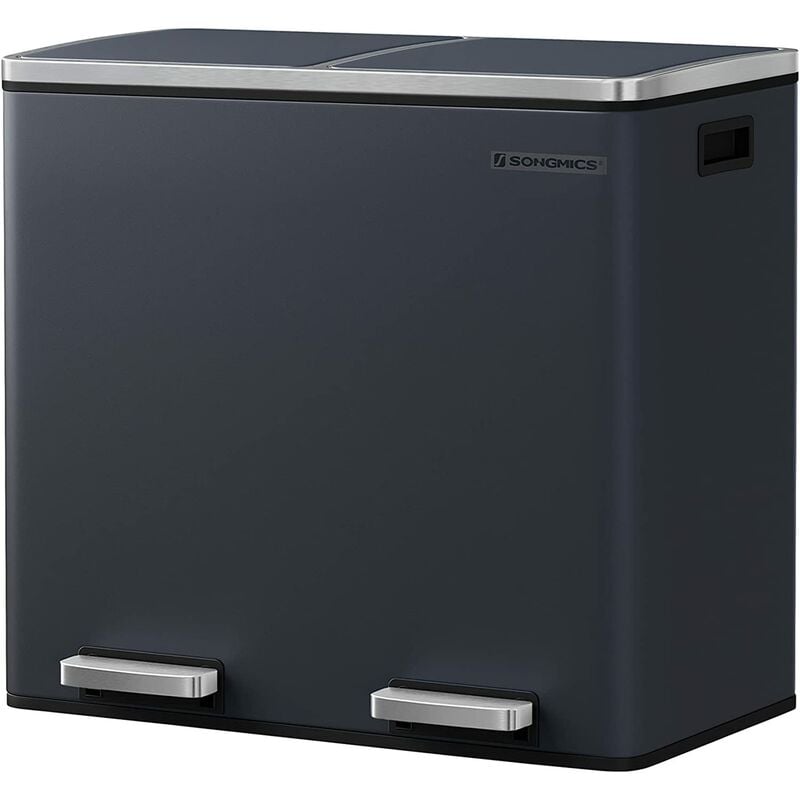 

Songmics - Basurero Reciclaje, Cubo de Basura para Cocina con 2 cubetas, 2 x 24L, Tapa de Mecanismo, con Pedales, Acero, Cubos Interiores de Plástico
