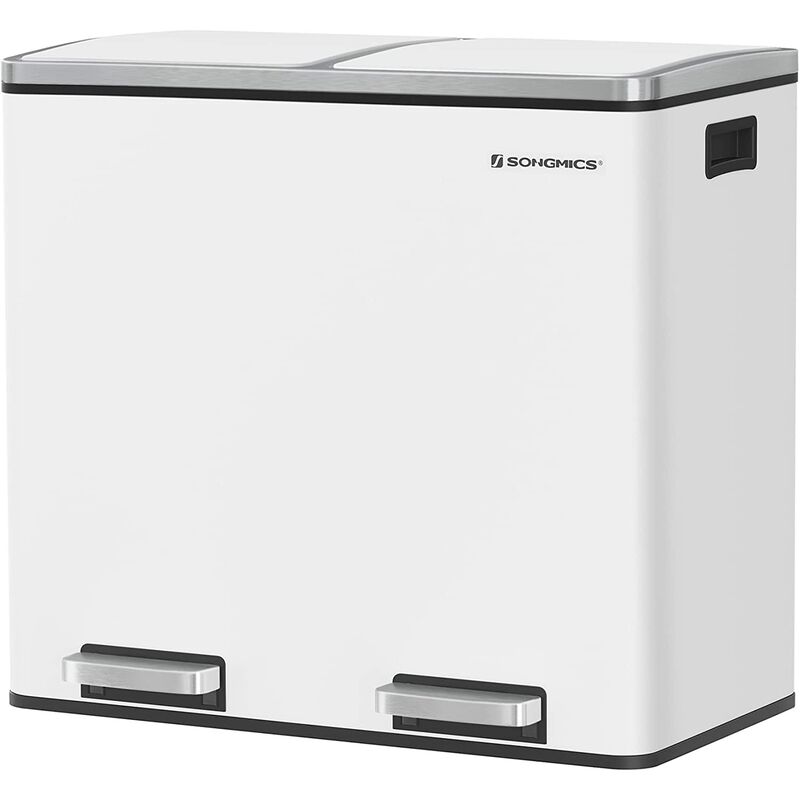 

Songmics - Basurero Reciclaje, Cubo de Basura para Cocina con 2 cubetas, 2 x 24L, Tapa de Mecanismo, con Pedales, Acero, Cubos Interiores de Plástico