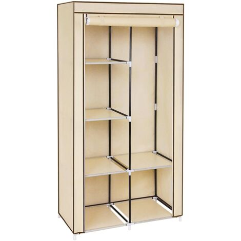 Armoire de rangement 88 x 45 x 170 cm Beige Penderie Dressing en tissu intissé Porte manteaux RYG84M