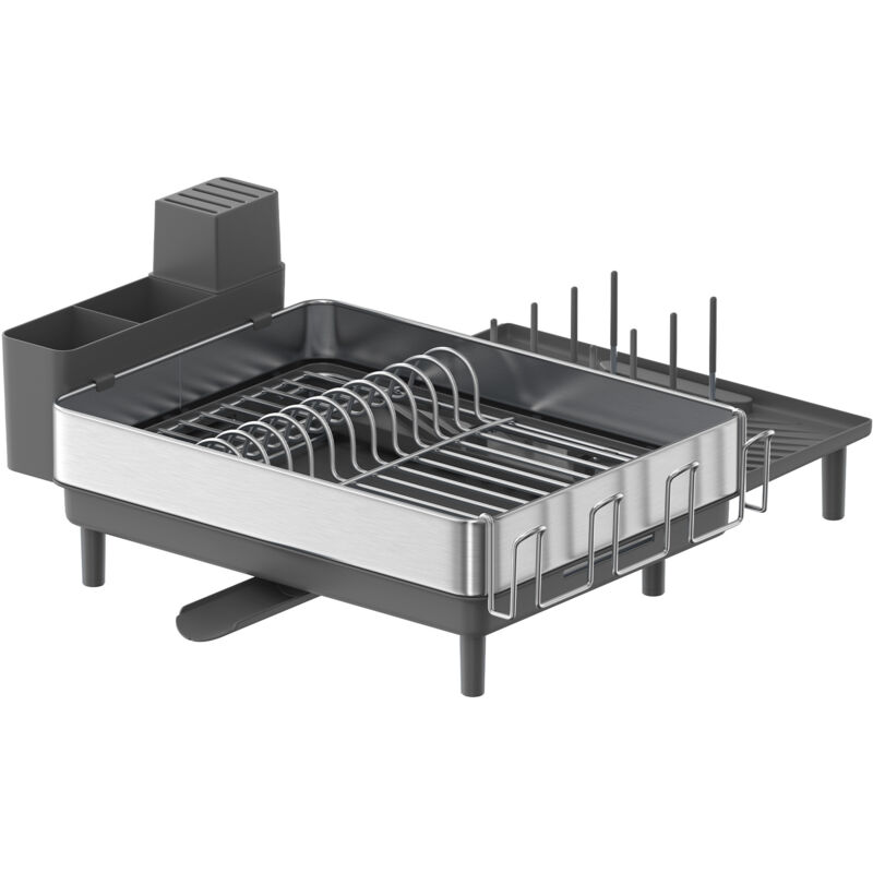 Gouttoir à Vaisselle, Support Extensible pour Sécher la Vaisselle, Support de Vaisselle de Cuisine en Inox avec Bec Tournant, Porte-Ustensiles,