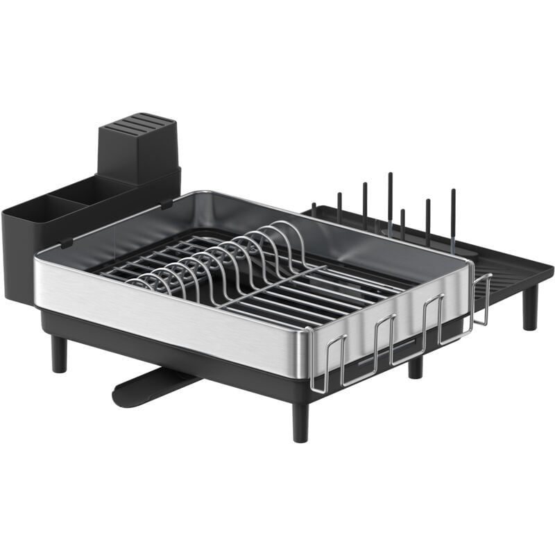 Gouttoir à Vaisselle, Support Extensible pour Sécher la Vaisselle, Support de Vaisselle de Cuisine en Inox avec Bec Tournant, Porte-Ustensiles,