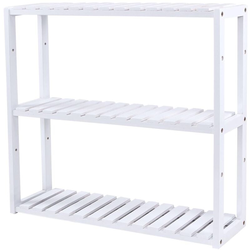 Songmics - Etagère en bambou rangement salle de bain cuisine 60 x 15 x 54cm (BxTxH) BCB13W