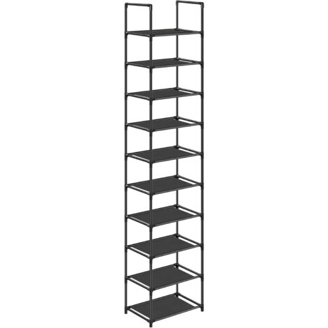 Songmics – Étagère à chaussures 10 niveaux – Dimensions 33 x 33 x 173 cm – Cadre métal et tissu non-tissé – Pour entrée ou chambre – LSR110B02