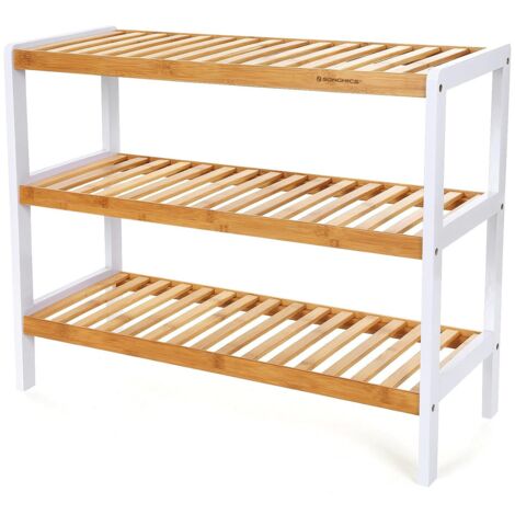 Songmics – Étagère à chaussures 3 niveaux en bambou 70 x 25 x 55 cm – Structure solide et écologique – Montage facile – LBS03H