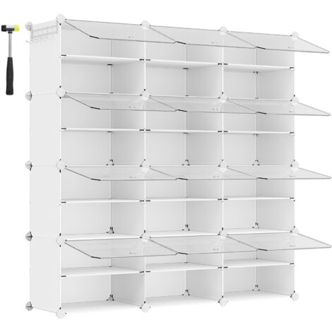 Songmics – Étagère à chaussures modulable 12 compartiments – Dimensions 30 x 40 x 30 cm – Cadre en acier et panneaux en plastique – Couleur blanche
