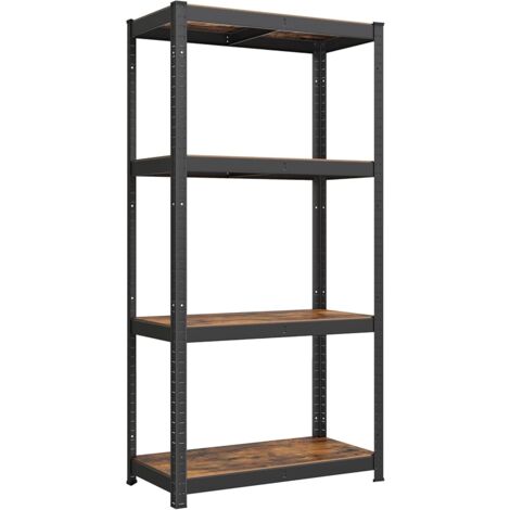 Songmics – Rayonnage étagère de rangement 4 niveaux 40 x 80 x 160 cm – Capacité 520 kg – Planches réglables – Acier et MDF – Style industriel marron noir