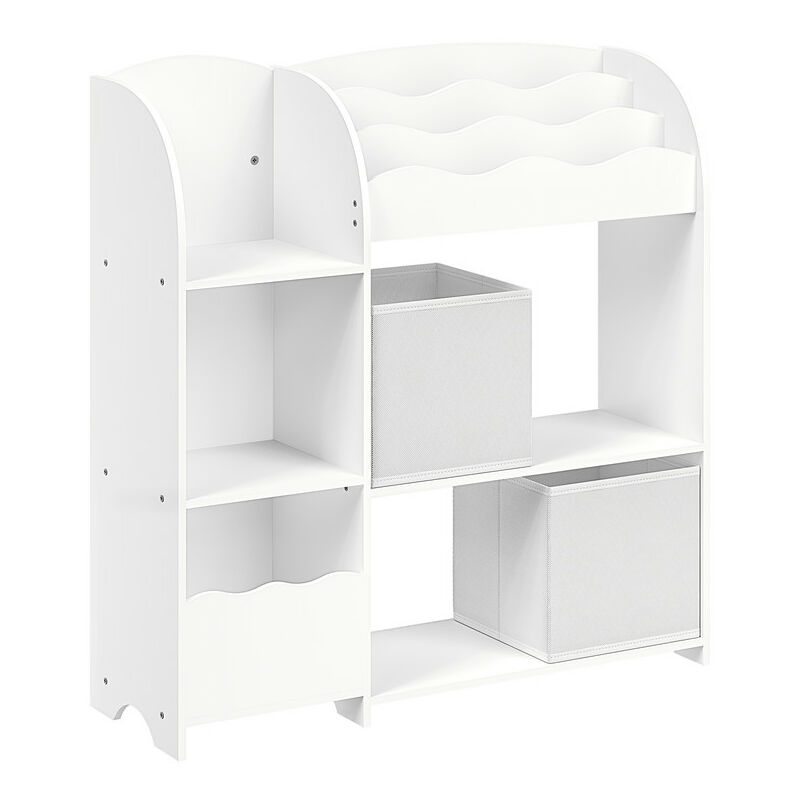 Tagère de Rangement pour Enfants, Bibliothèque, pour Livres et Jouets, Organisateur avec 2 Boîtes de Rangement, pour Salle de Jeux, Chambre