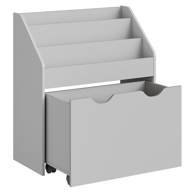 Tagère pour Jouets, 3 Compartiments Bibliothèque pour Enfants, Boîte à Jouets Mobile, avec roulettes, Multi-Usage, pour Chambre d'enfant et Salle de