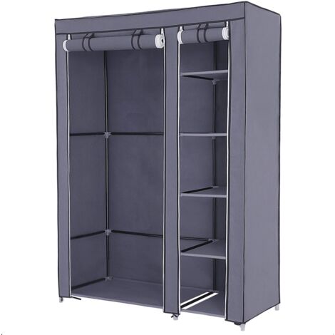XL Garderobe Stoffschrank Faltschrank Kleiderschrank Campingschrank 175 x 110 x 45cm Grau Zwei hochrollbare Türen LSF007G - Gray