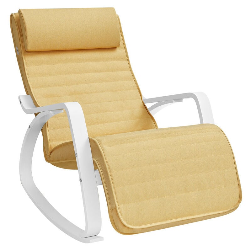 songmics - fauteuil à bascule, avec accoudoirs en bois, chaise d'allaitement, repose-pieds réglable en 5 positions, capacité 150 kg, pour chambre,