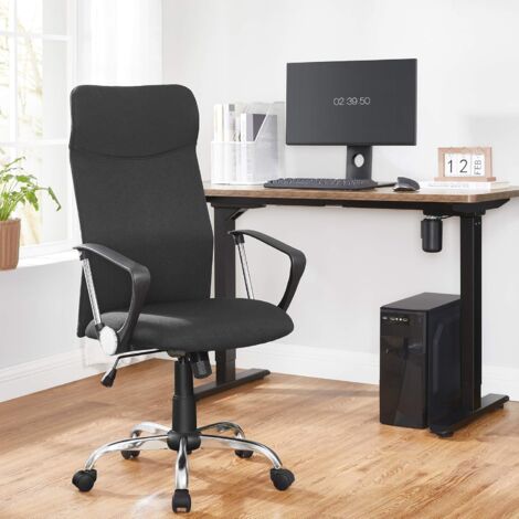 SONGMICS Fauteuil de Bureau, Chaise Ergonomique, Siège Pivotant, Assise Rembourrée, Réglable en Hauteur et Inclinable, Capacité de Charge 120 kg, Noir
