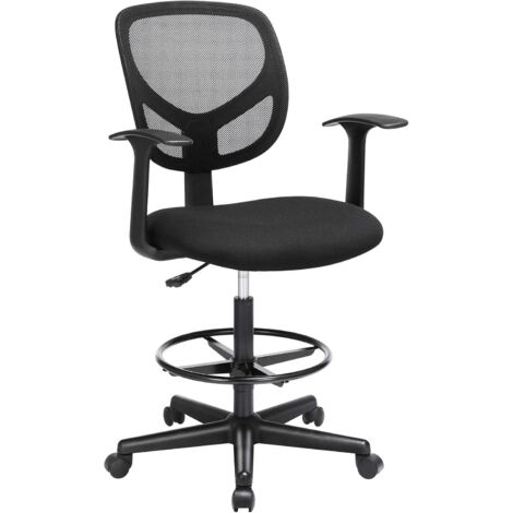 Songmics – Fauteuil de bureau ergonomique avec repose-pieds réglable – Dossier en polypropylène et tissu – Hauteur d'assise 55-75 cm – OBN25BK